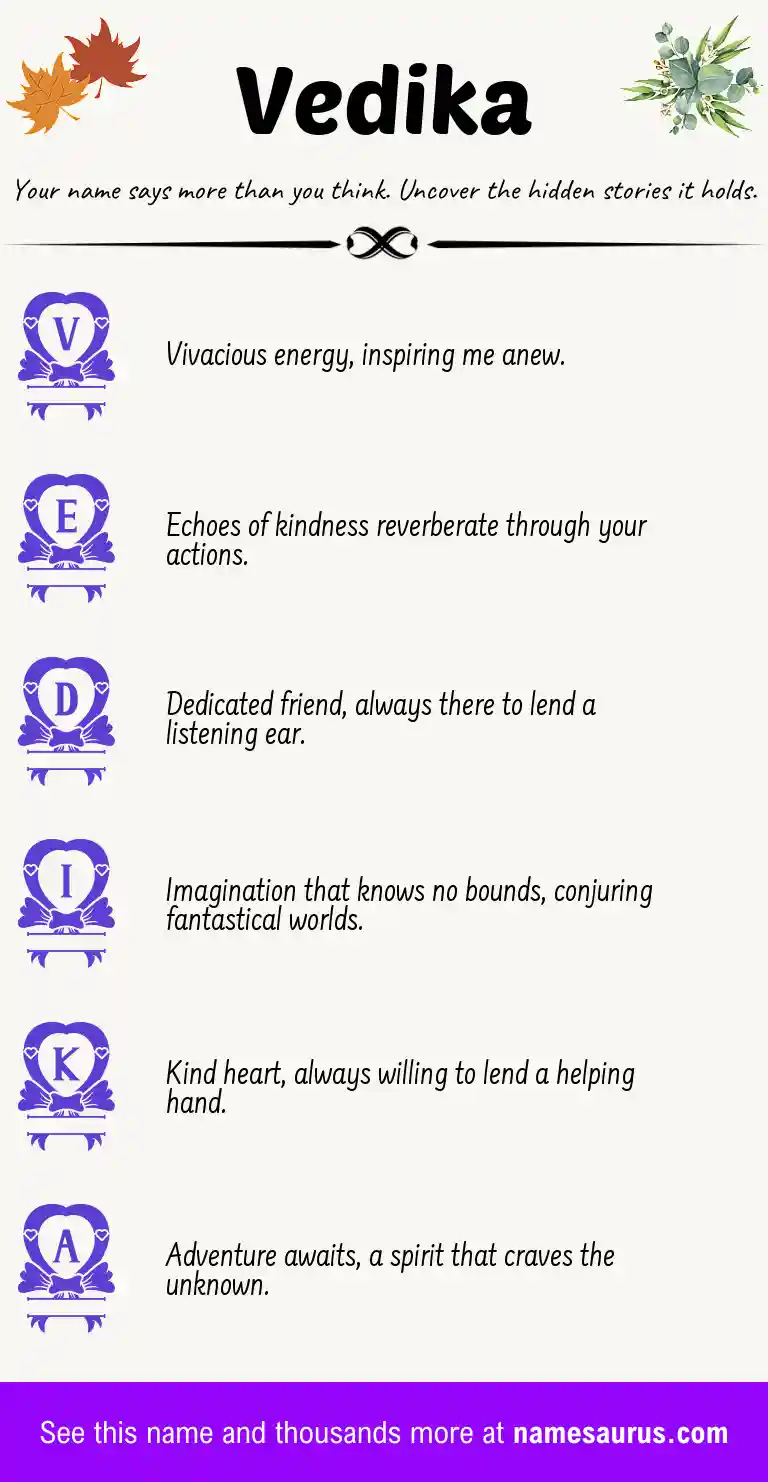 Acrostic poem about Vedika.