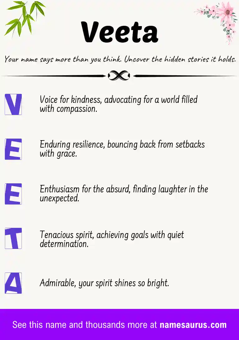 Acrostic poem about Veeta.