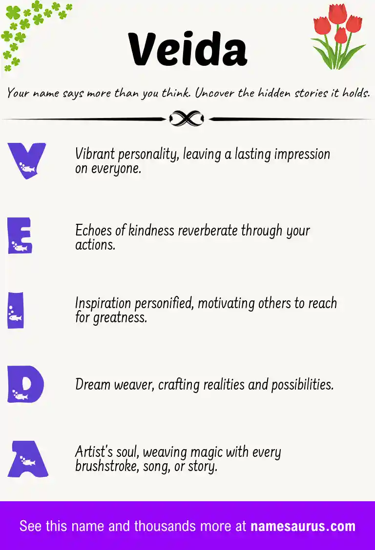 Acrostic poem about Veida.
