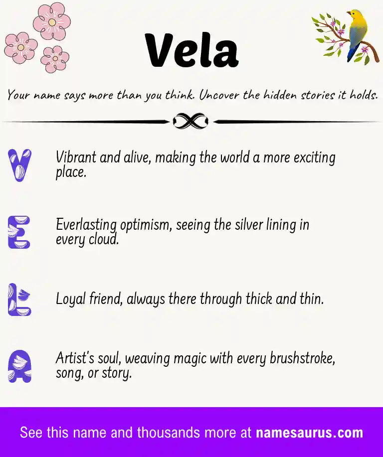 Acrostic poem about Vela.