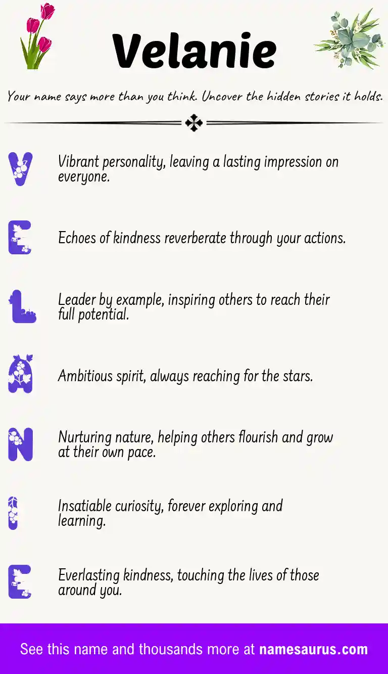 Acrostic poem about Velanie.