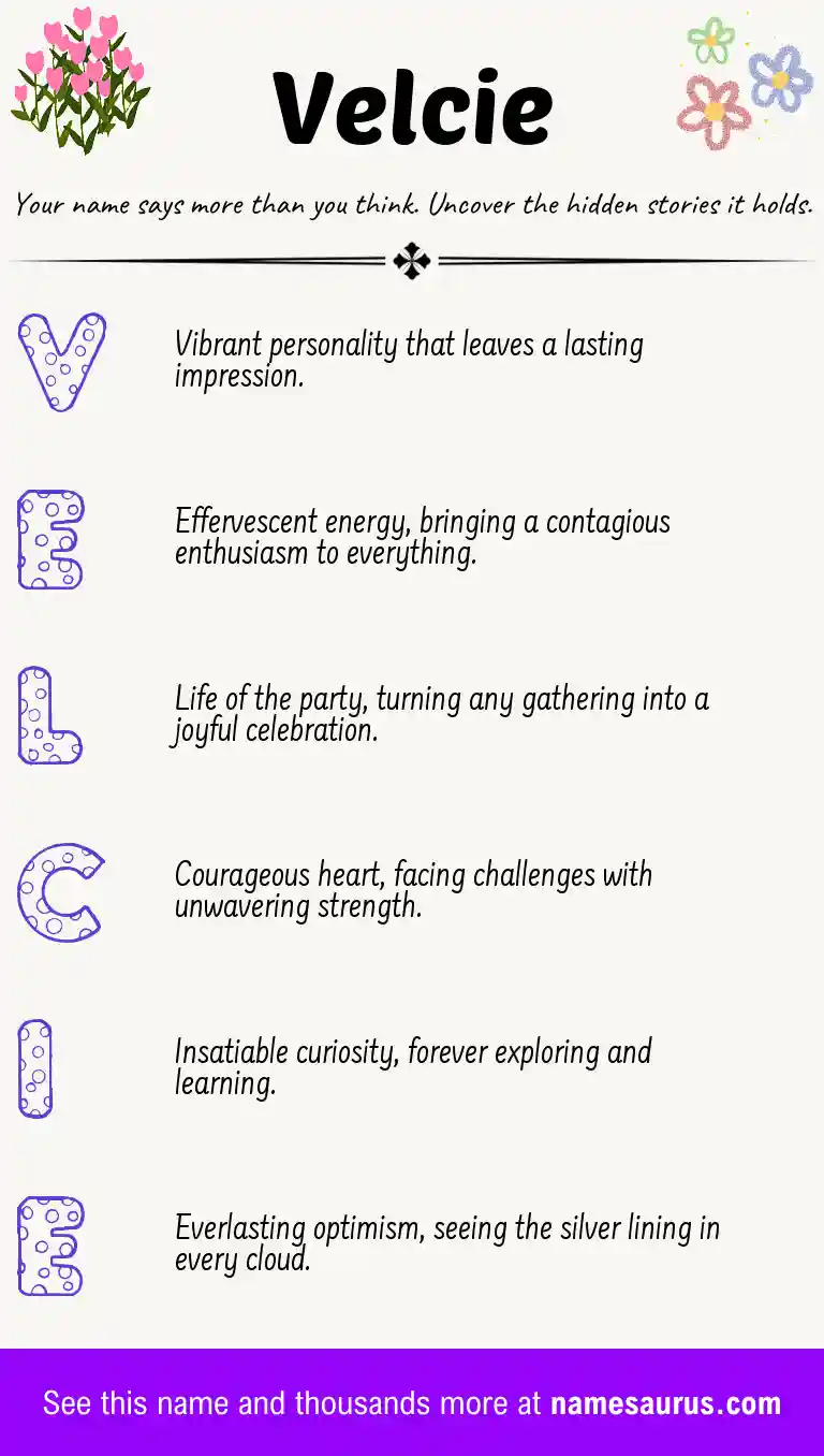 Acrostic poem about Velcie.