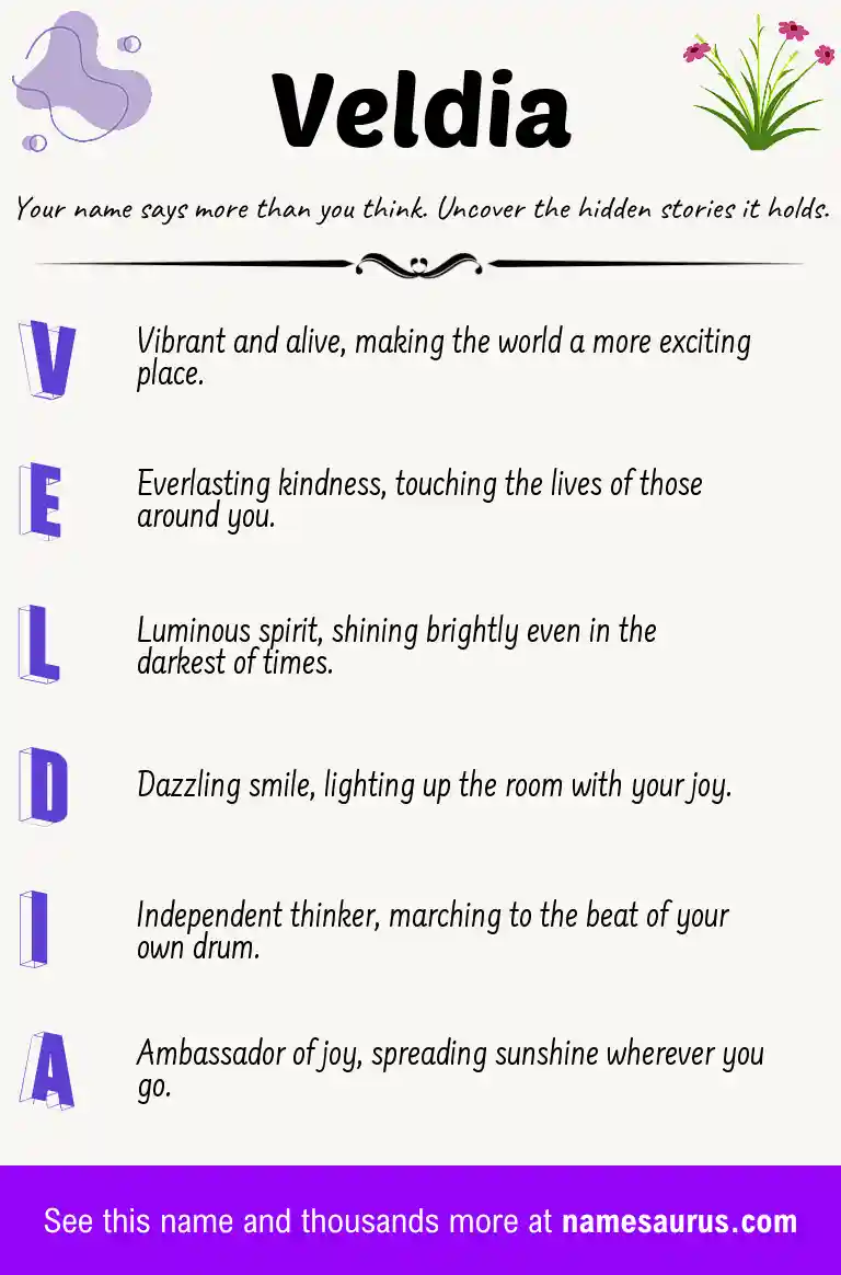 Acrostic poem about Veldia.