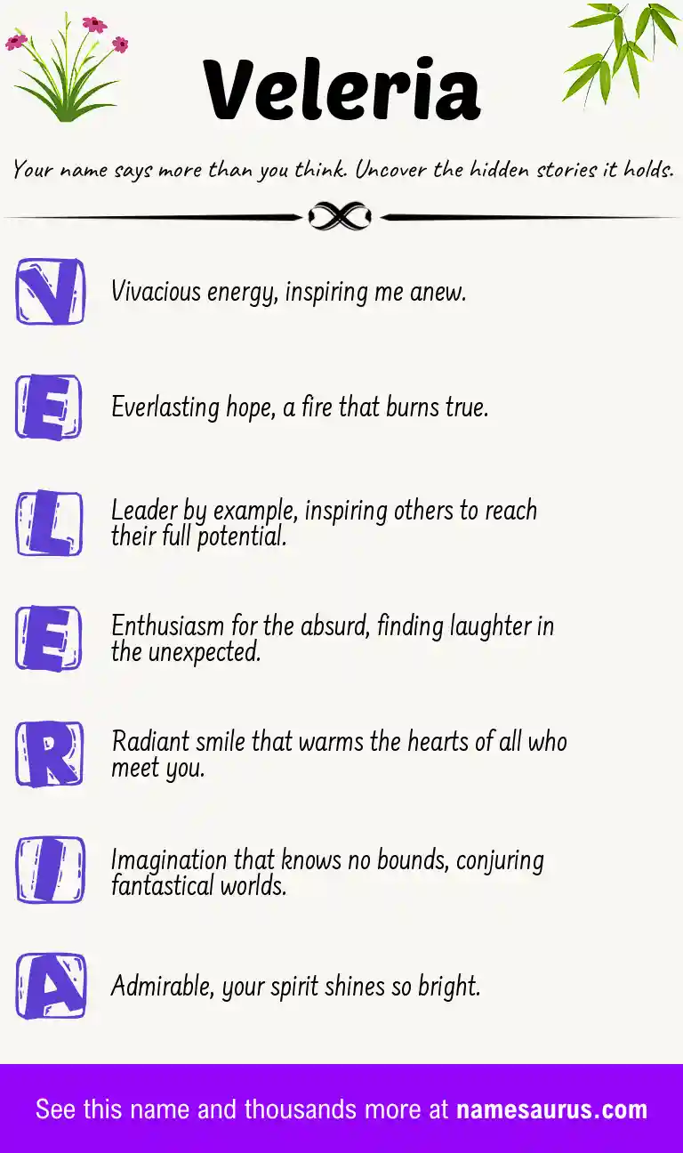 Acrostic poem about Veleria.
