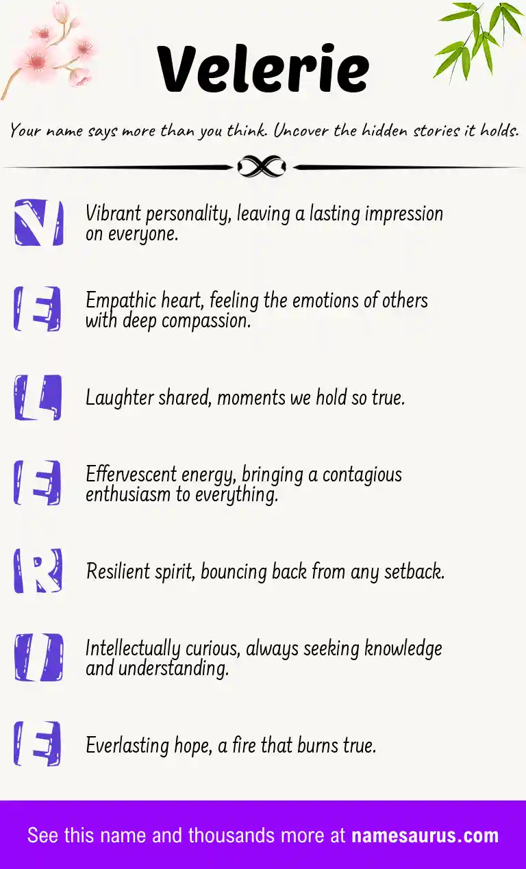 Acrostic poem about Velerie.