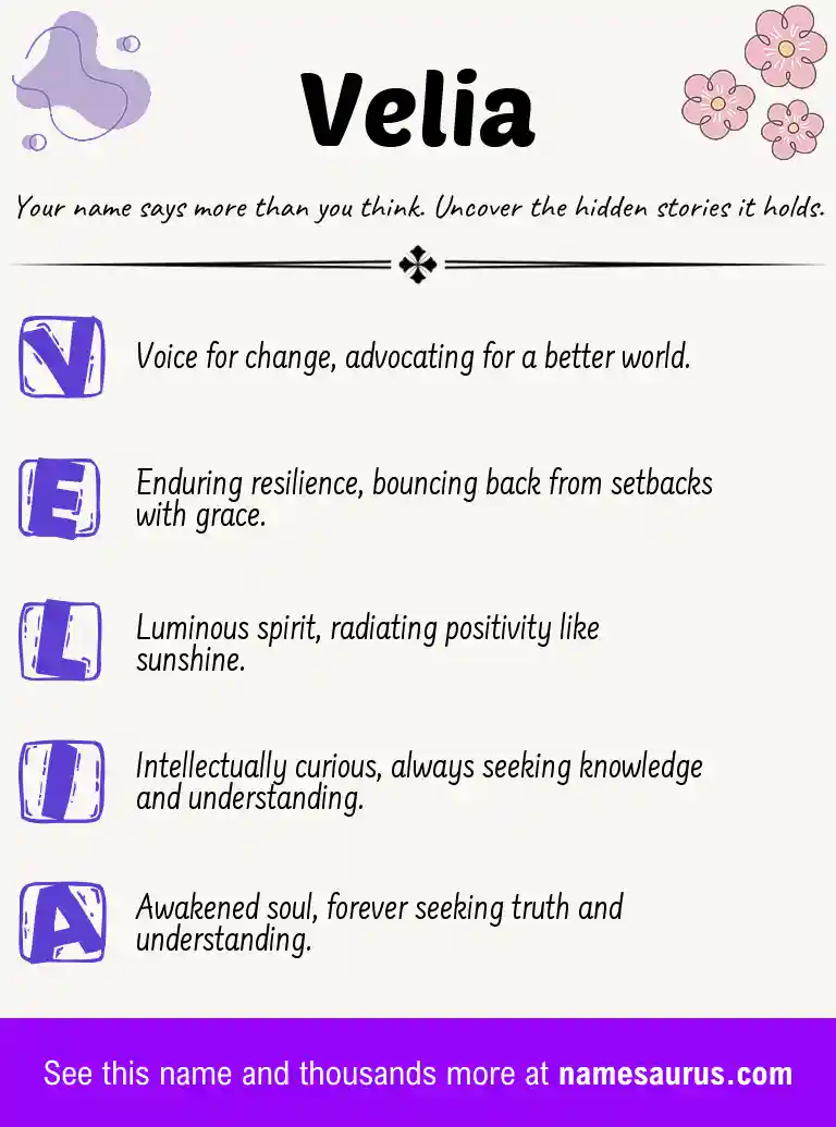 Acrostic poem about Velia.
