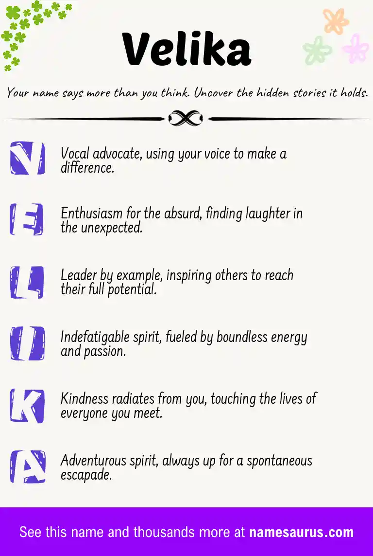 Acrostic poem about Velika.