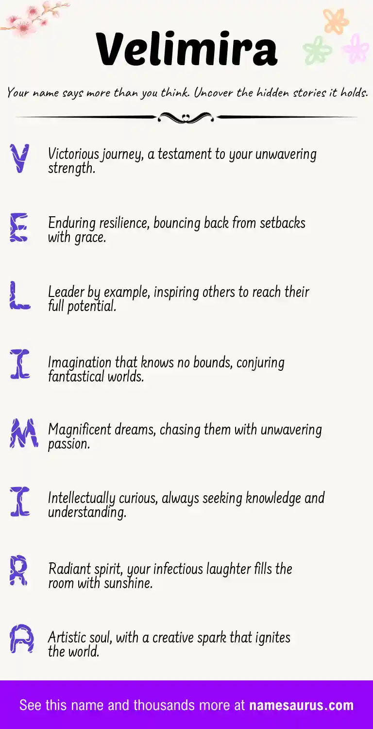 Acrostic poem about Velimira.