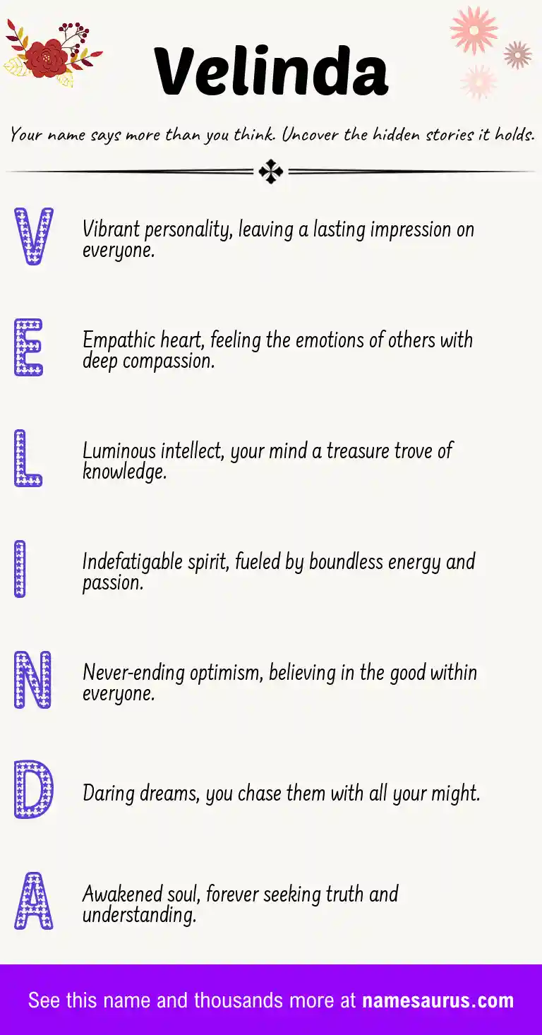 Acrostic poem about Velinda.
