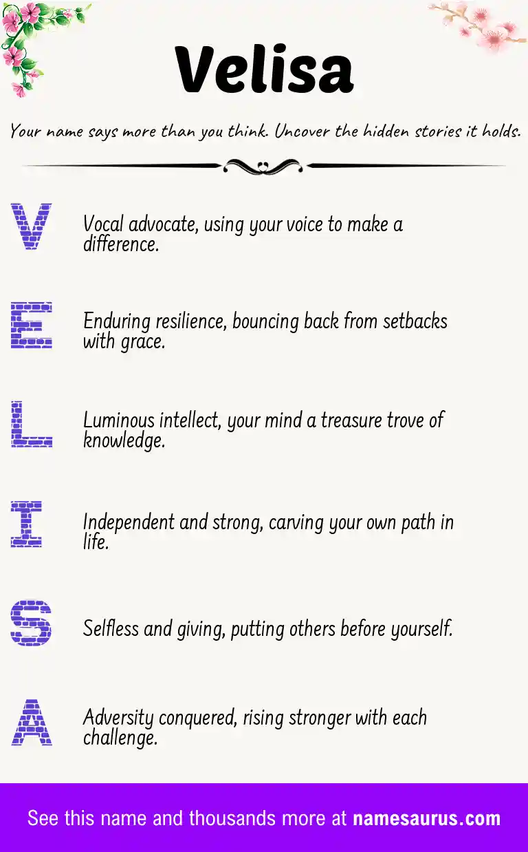 Acrostic poem about Velisa.