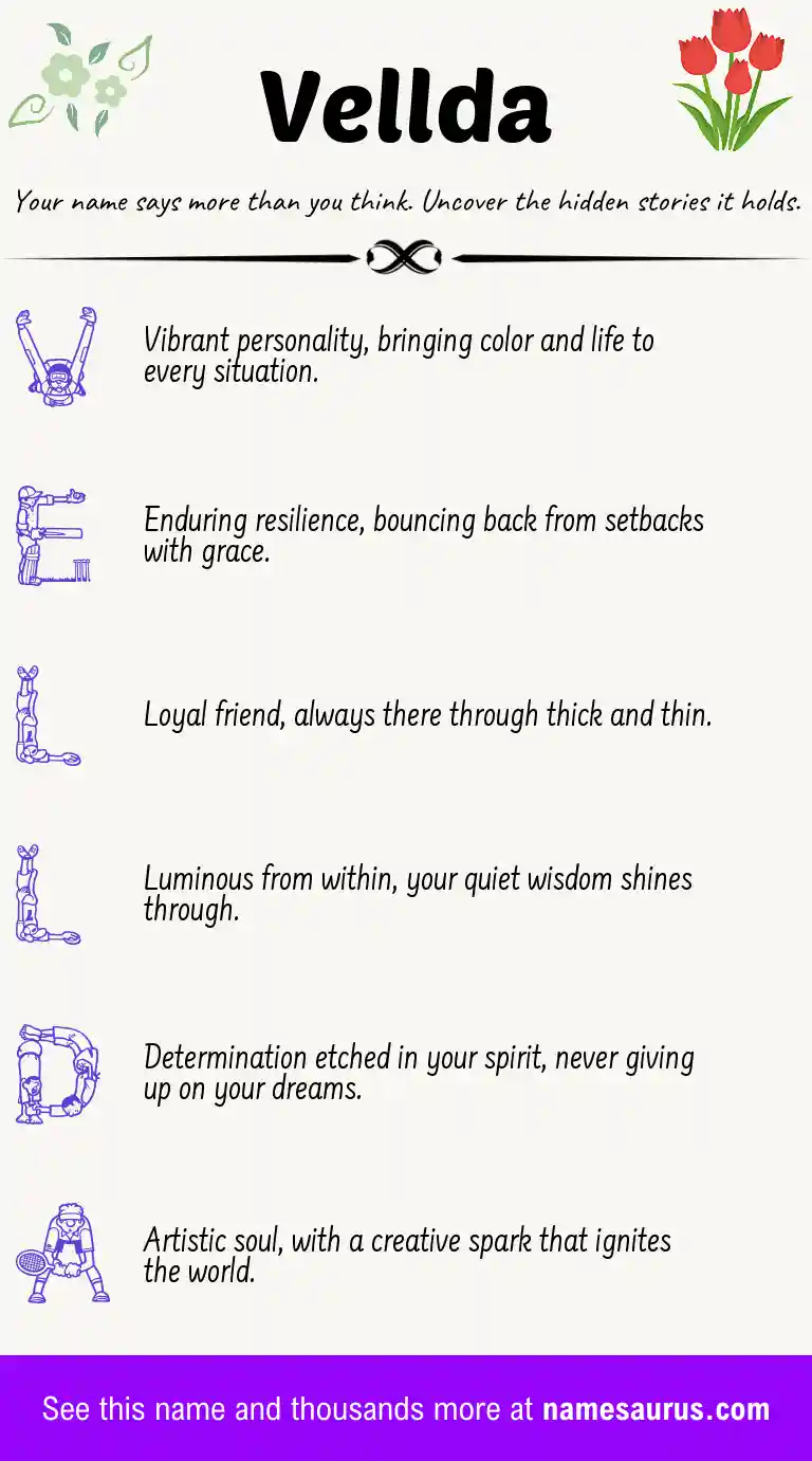 Acrostic poem about Vellda.