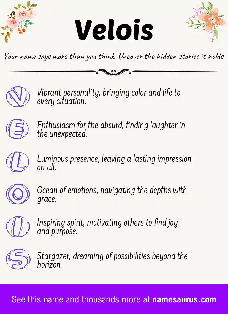 Acrostic poem about Velois.