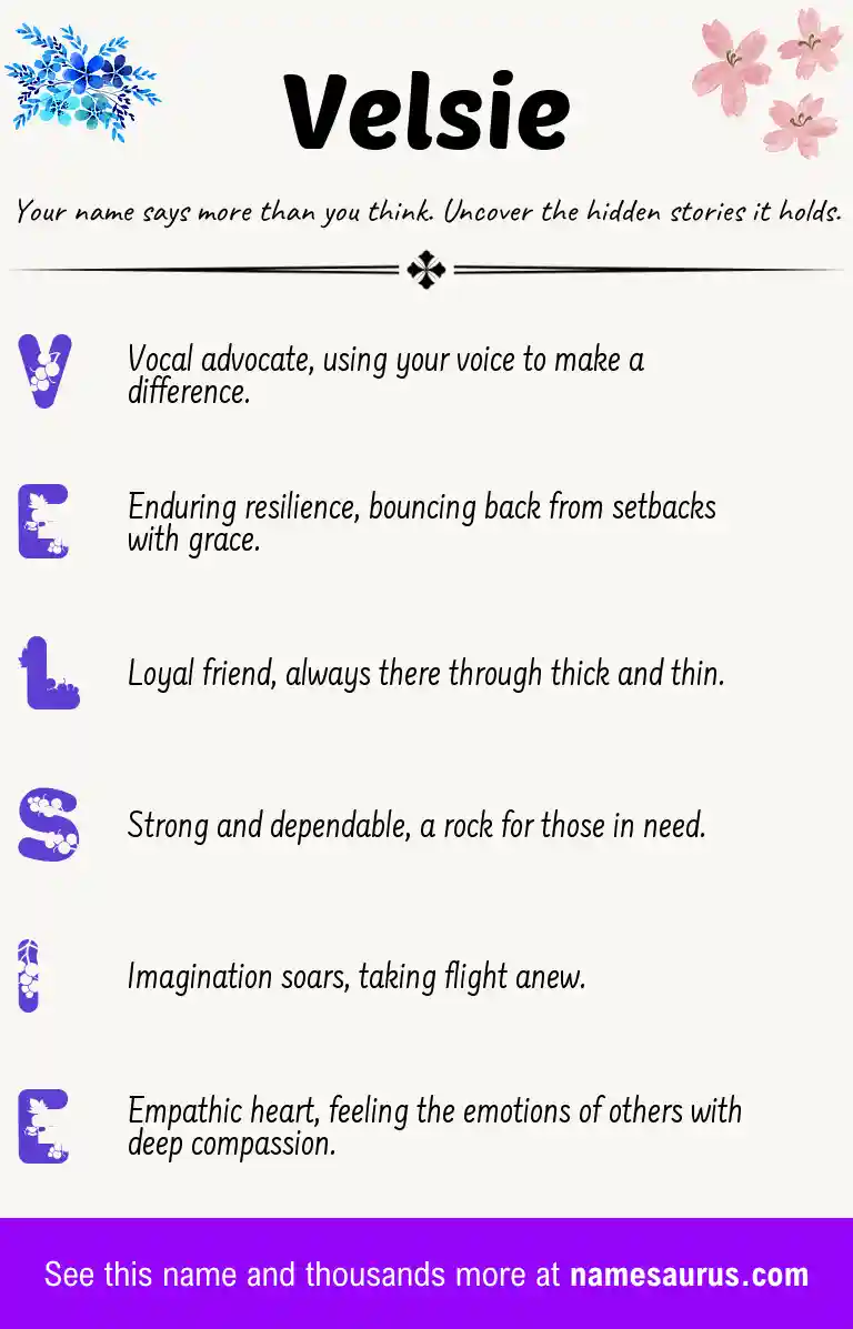 Acrostic poem about Velsie.