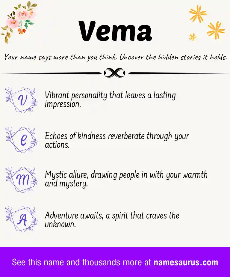 Acrostic poem about Vema.