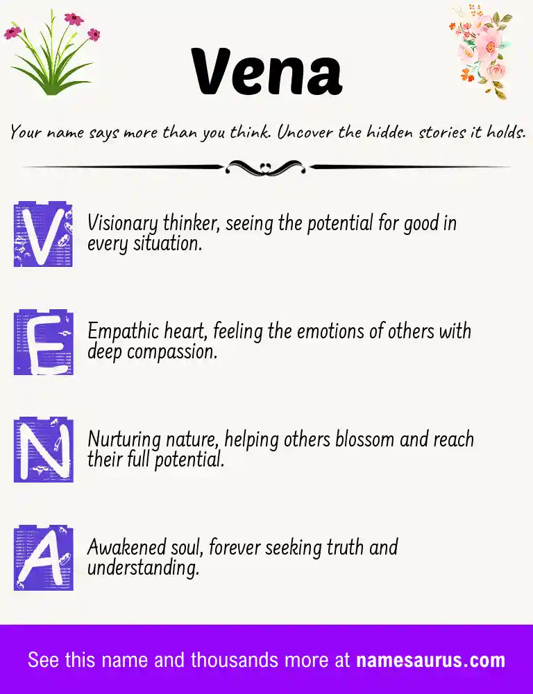Acrostic poem about Vena.