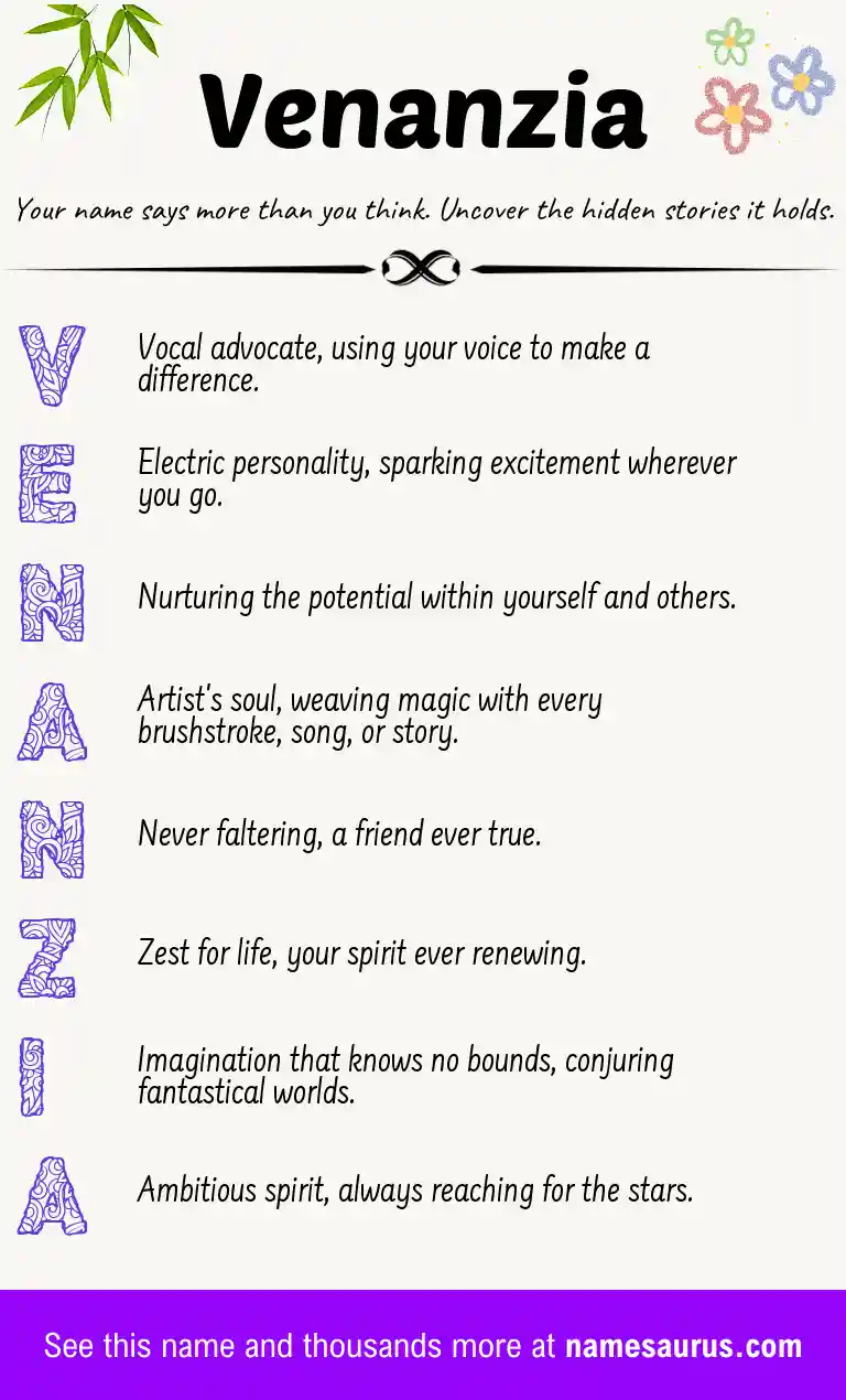 Acrostic poem about Venanzia.