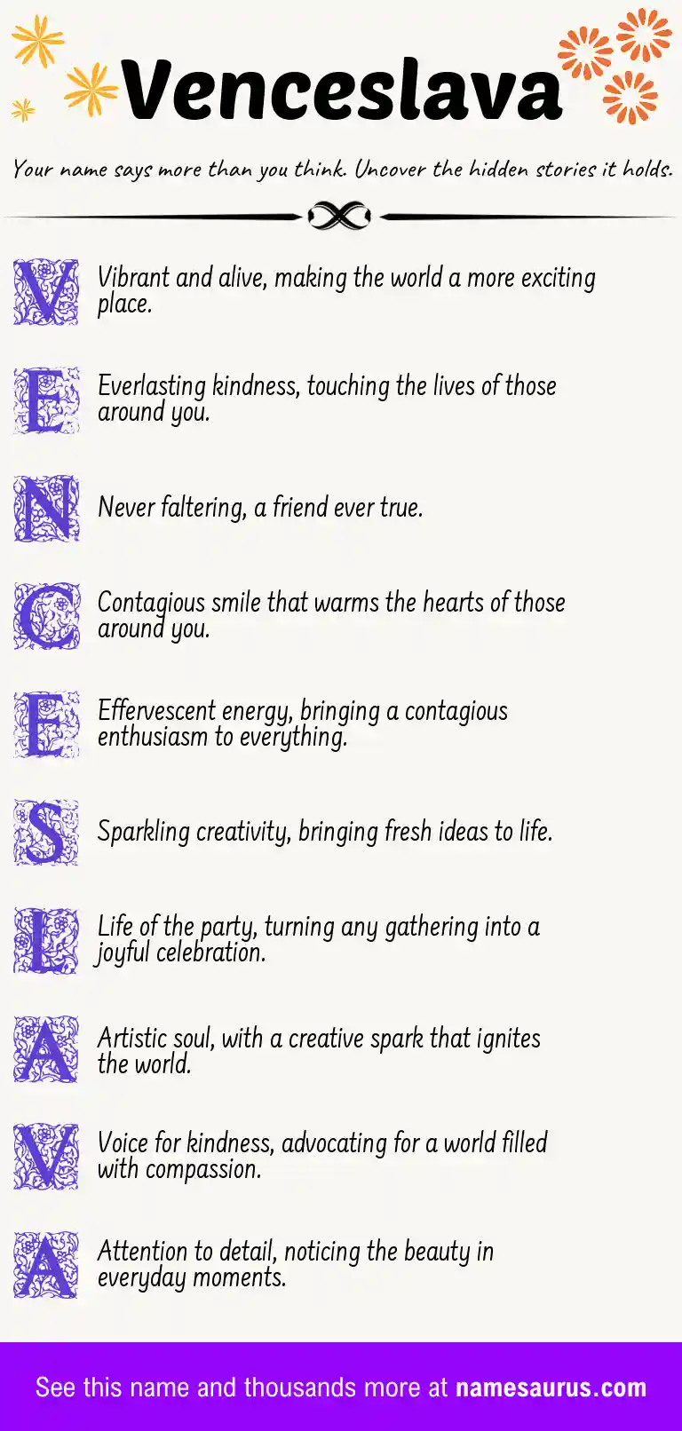 Acrostic poem about Venceslava.