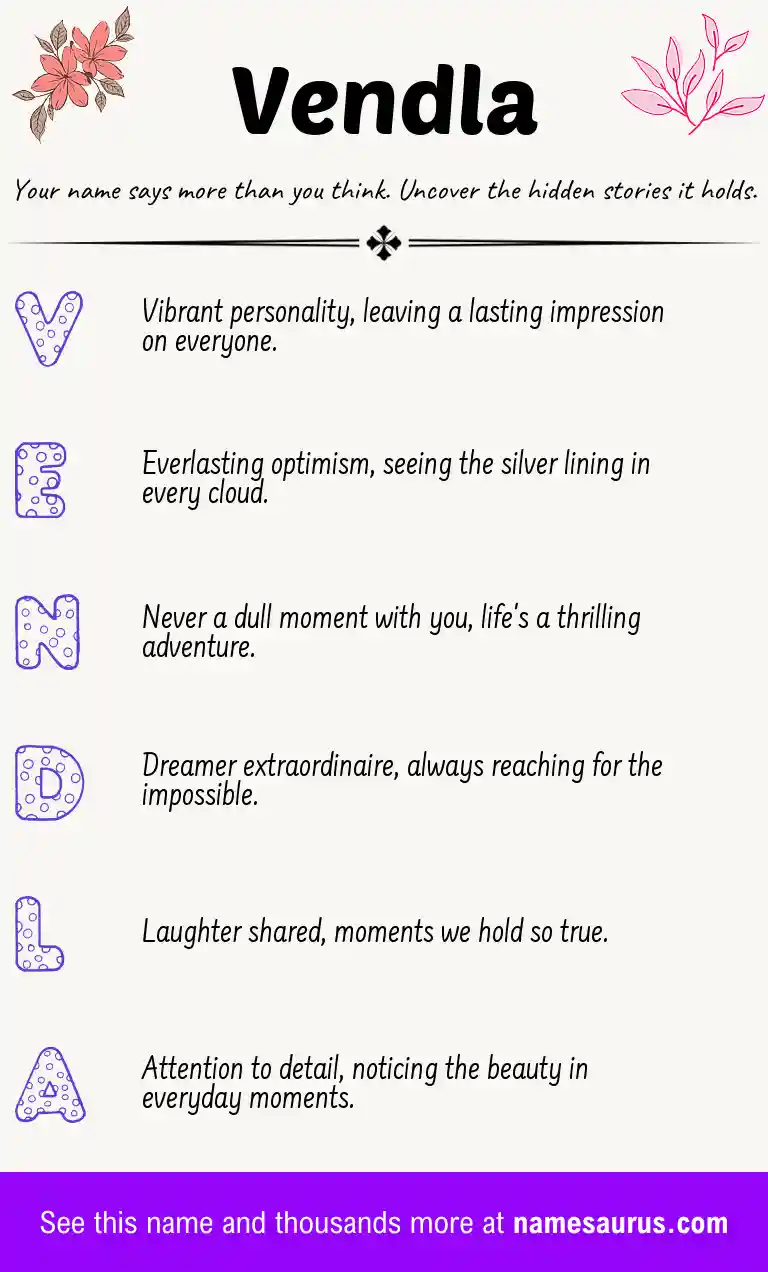 Acrostic poem about Vendla.