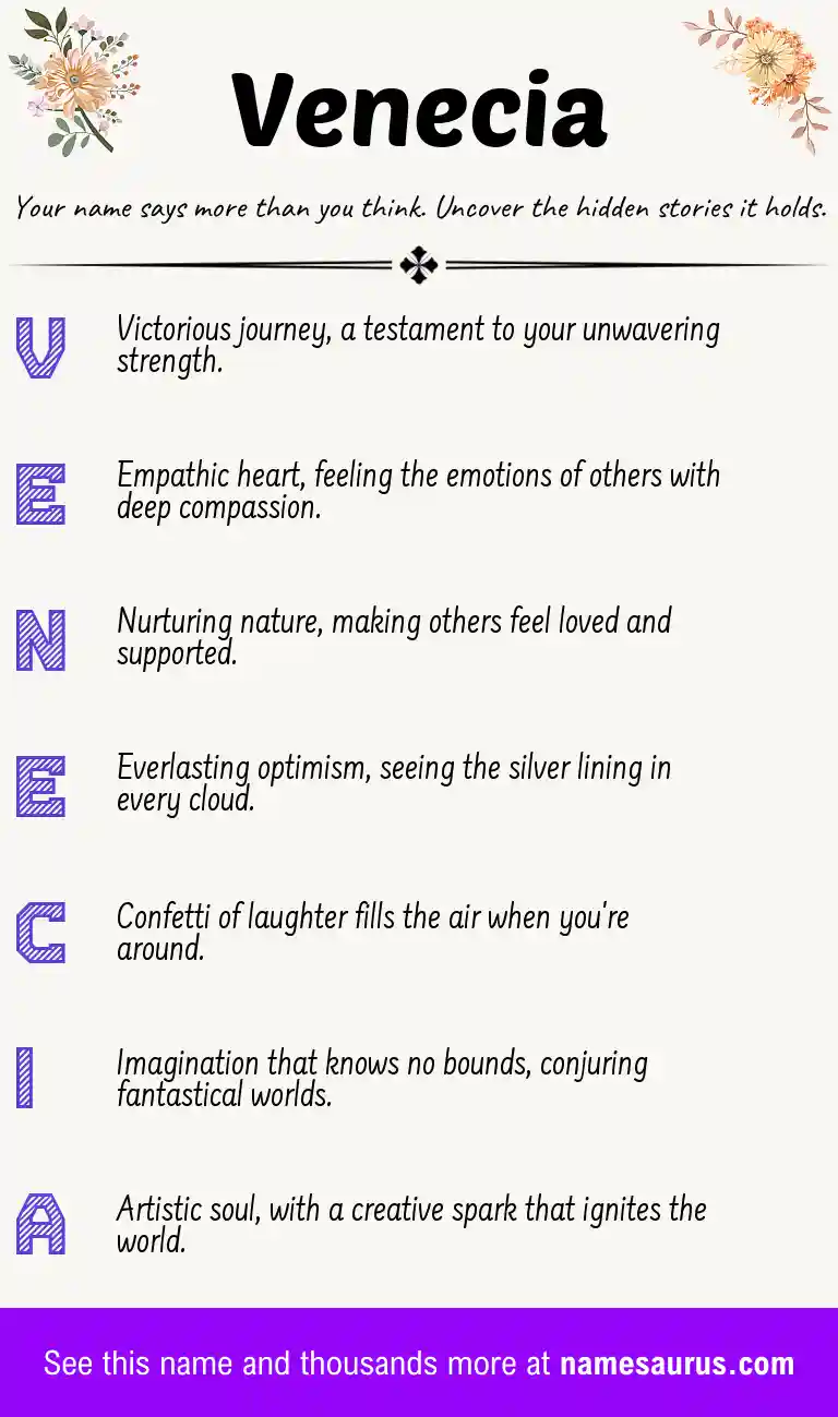 Acrostic poem about Venecia.