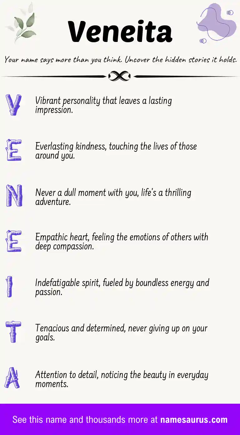 Acrostic poem about Veneita.
