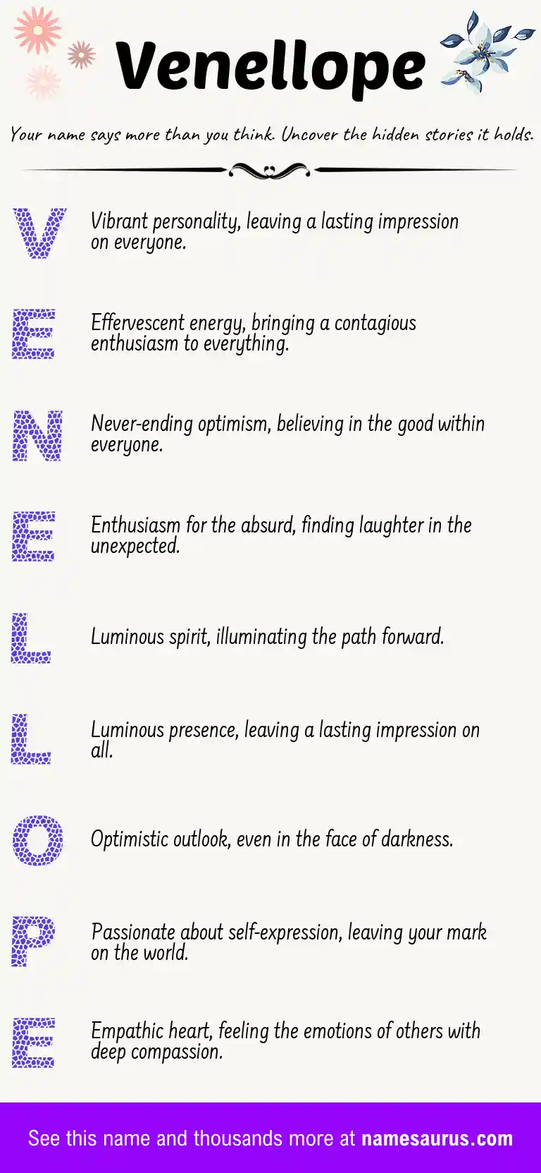 Acrostic poem about Venellope.