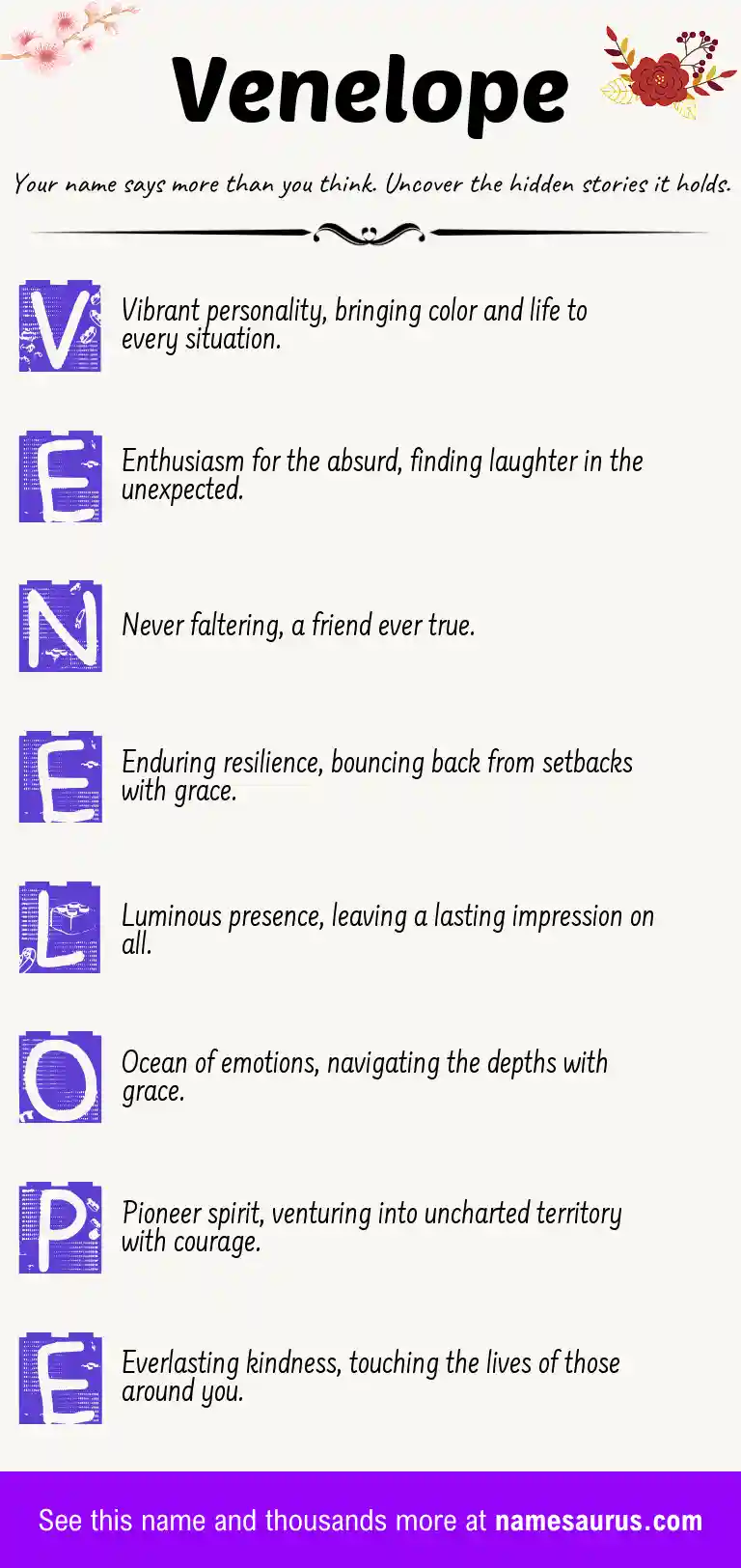 Acrostic poem about Venelope.