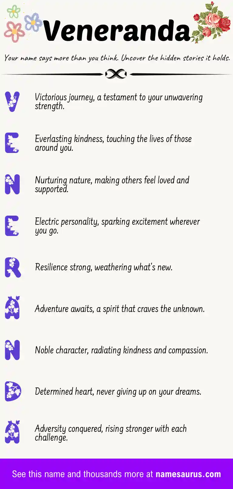 Acrostic poem about Veneranda.
