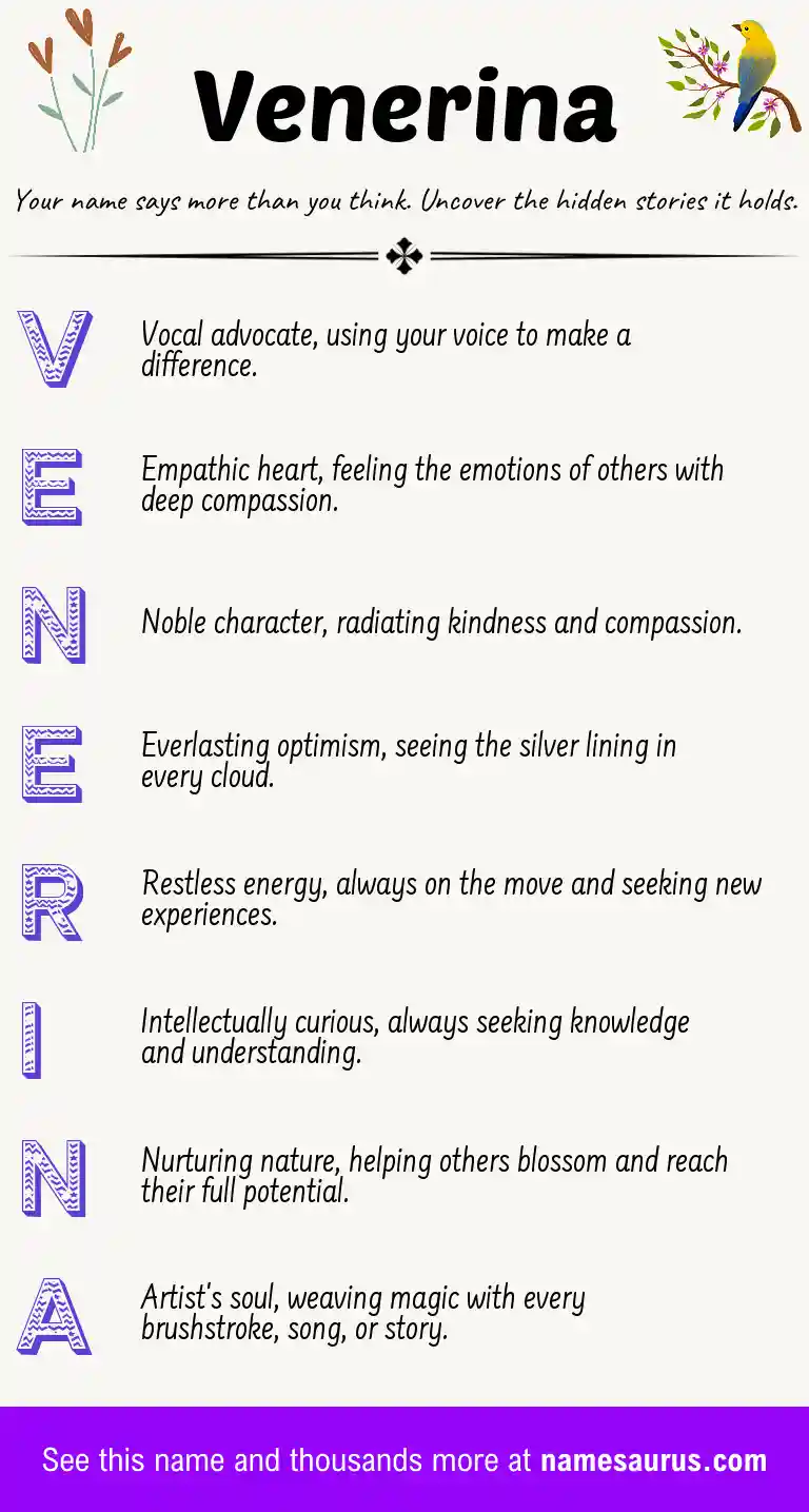 Acrostic poem about Venerina.