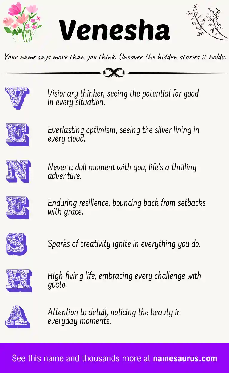 Acrostic poem about Venesha.