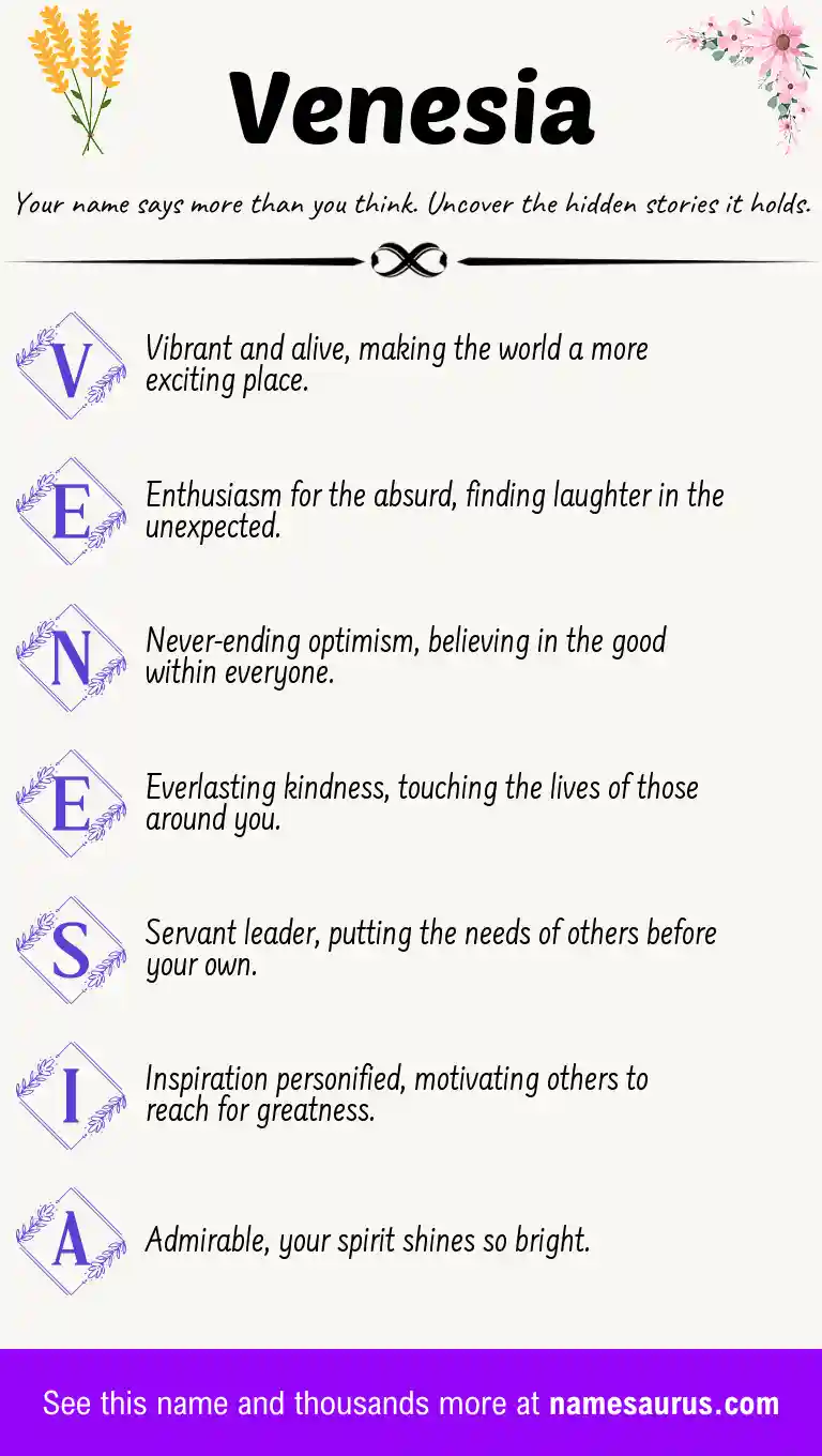 Acrostic poem about Venesia.