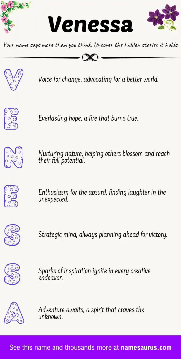 Acrostic poem about Venessa.