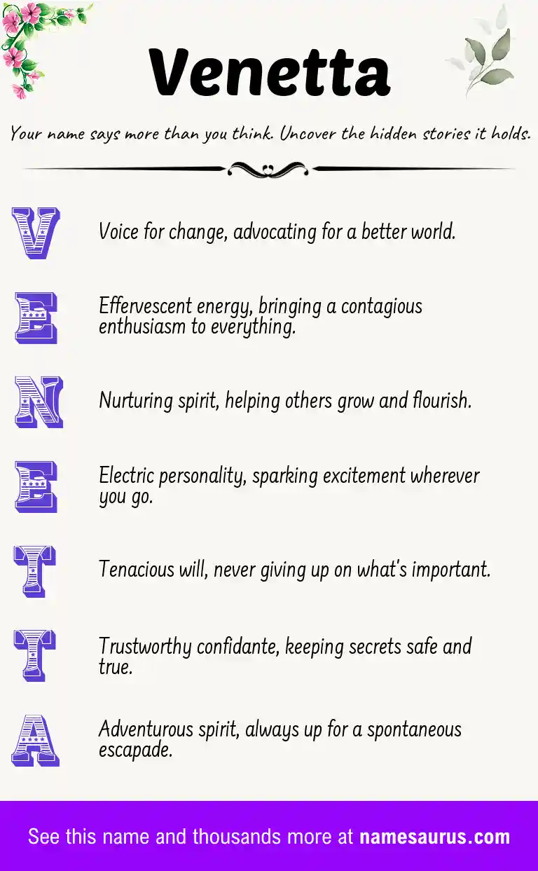 Acrostic poem about Venetta.