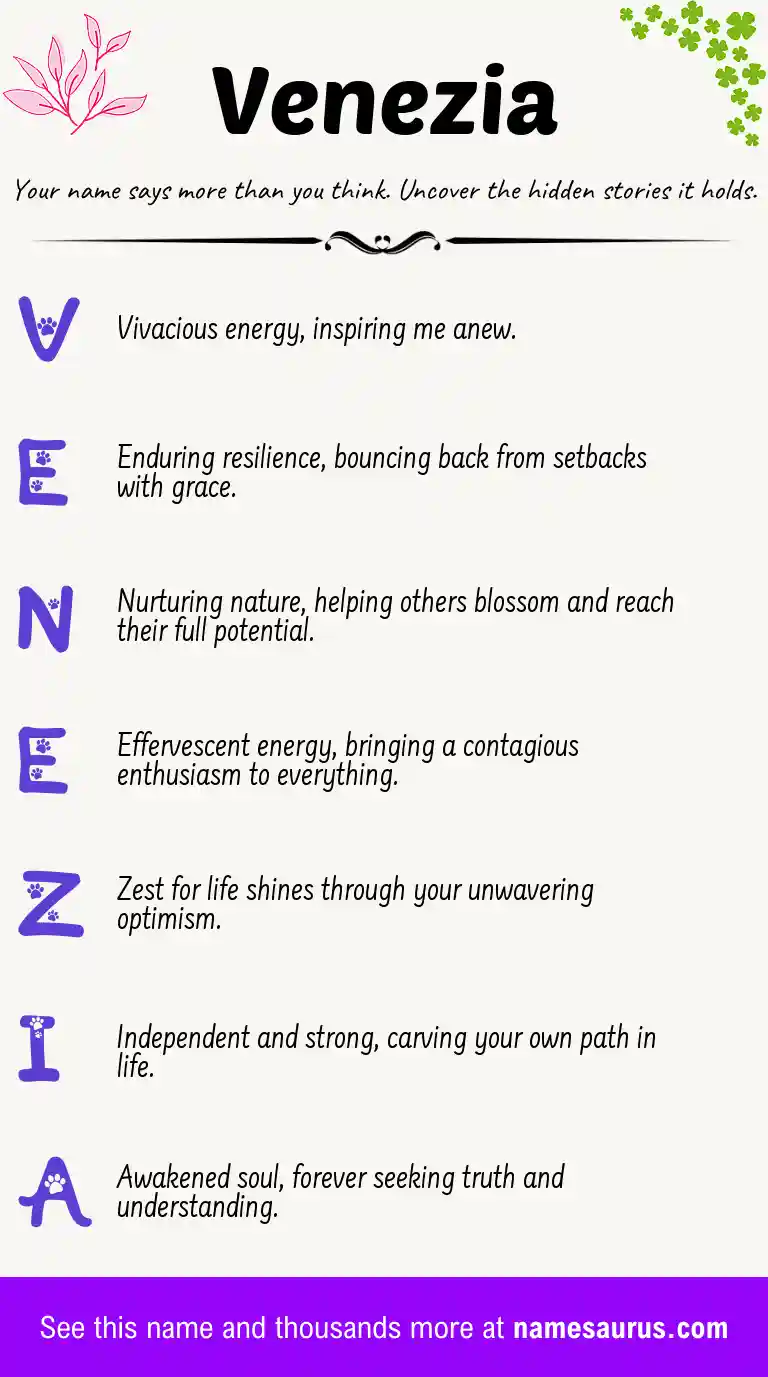 Acrostic poem about Venezia.
