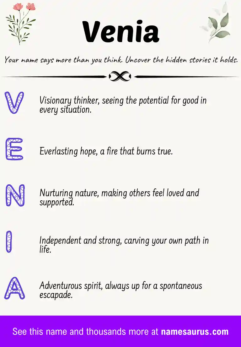 Acrostic poem about Venia.