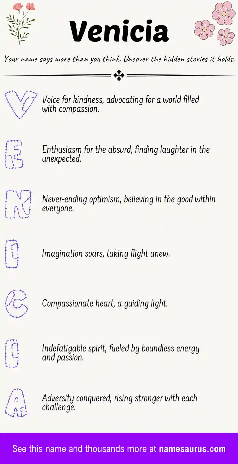 Acrostic poem about Venicia.