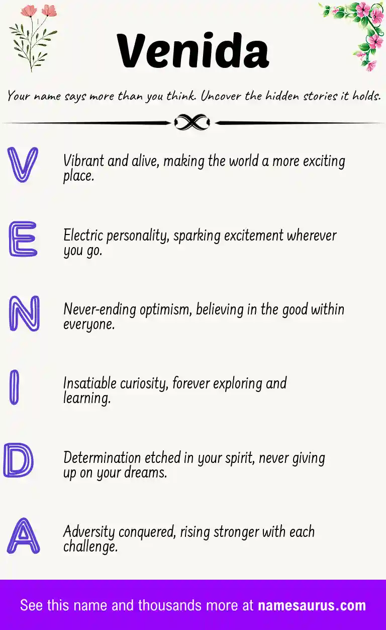 Acrostic poem about Venida.