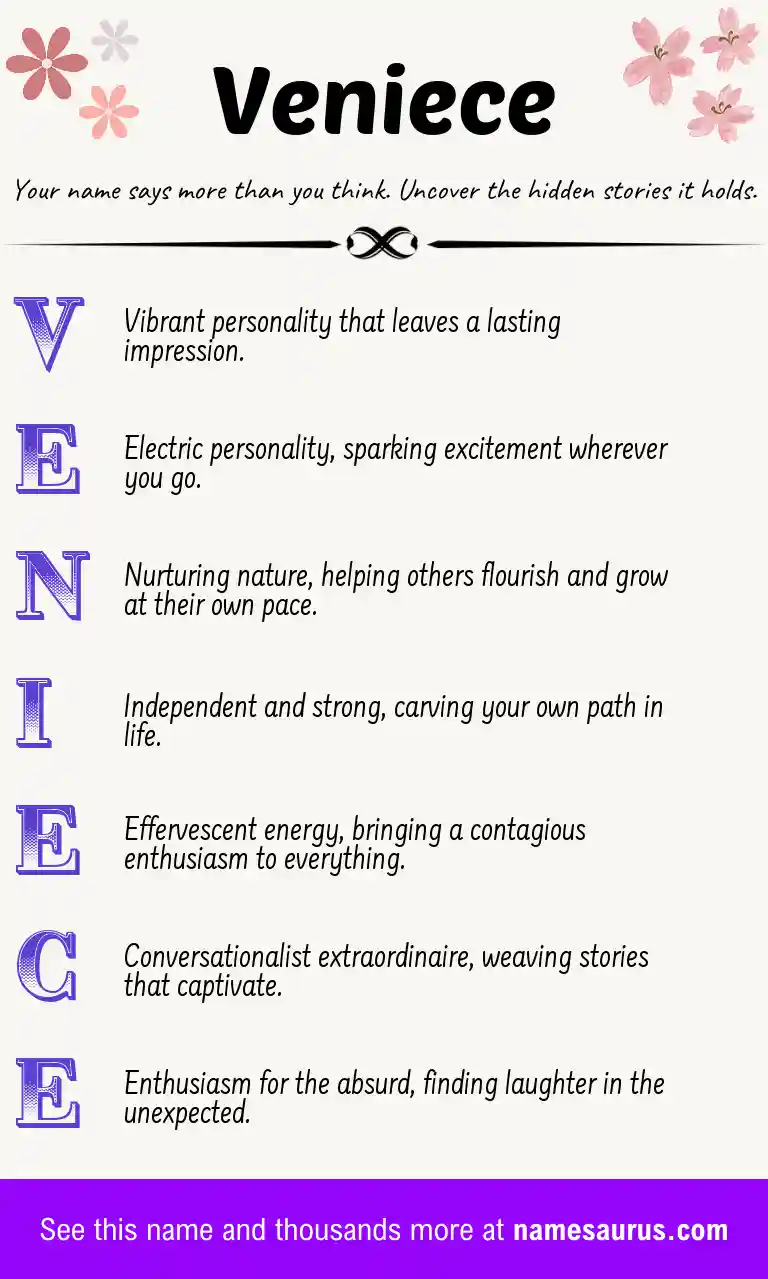 Acrostic poem about Veniece.