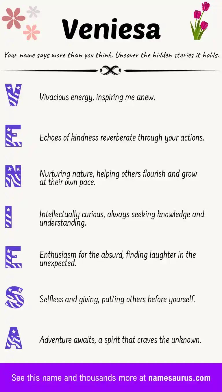 Acrostic poem about Veniesa.