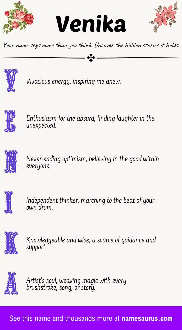 Acrostic poem about Venika.