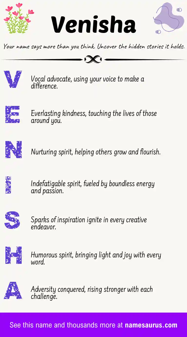 Acrostic poem about Venisha.