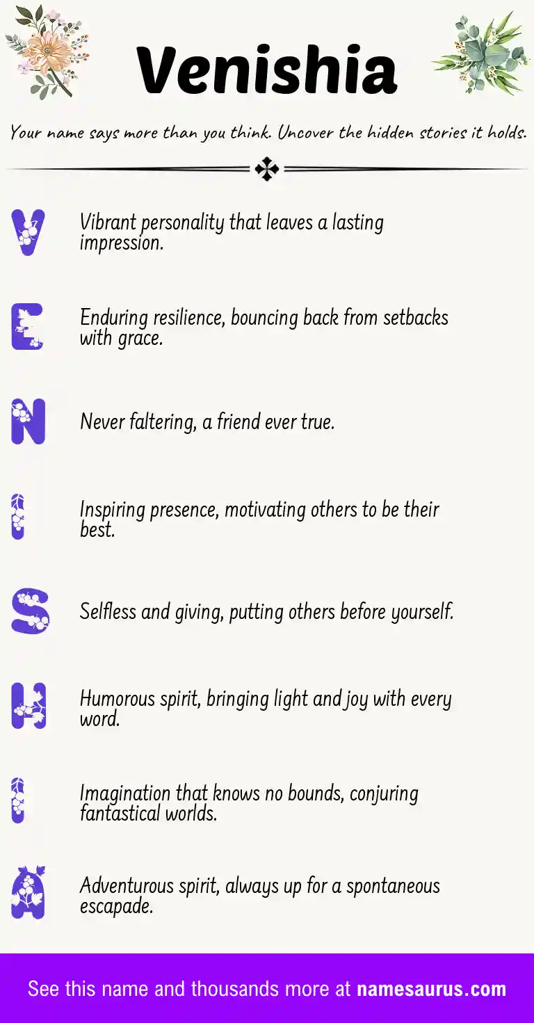 Acrostic poem about Venishia.