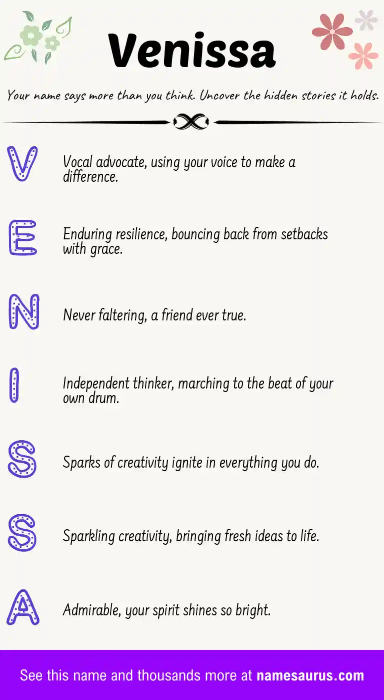 Acrostic poem about Venissa.