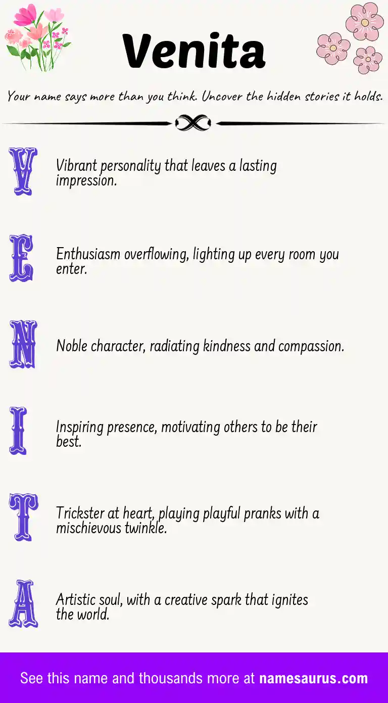 Acrostic poem about Venita.