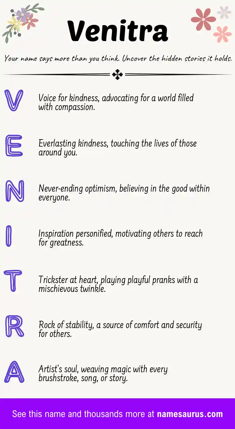 Acrostic poem about Venitra.