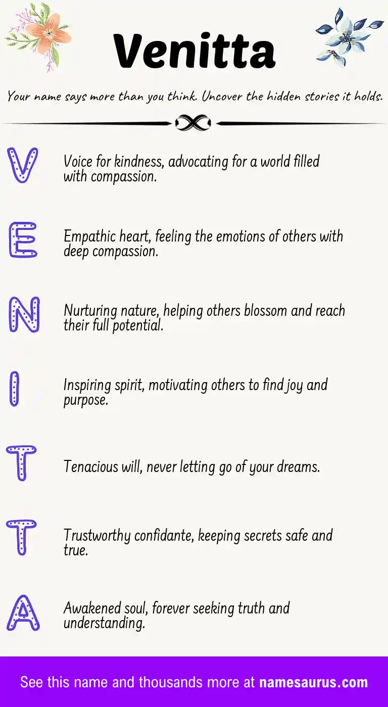 Acrostic poem about Venitta.