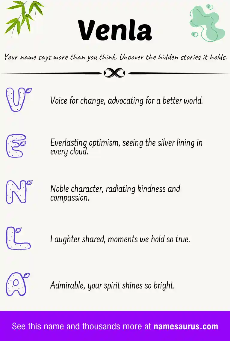 Acrostic poem about Venla.
