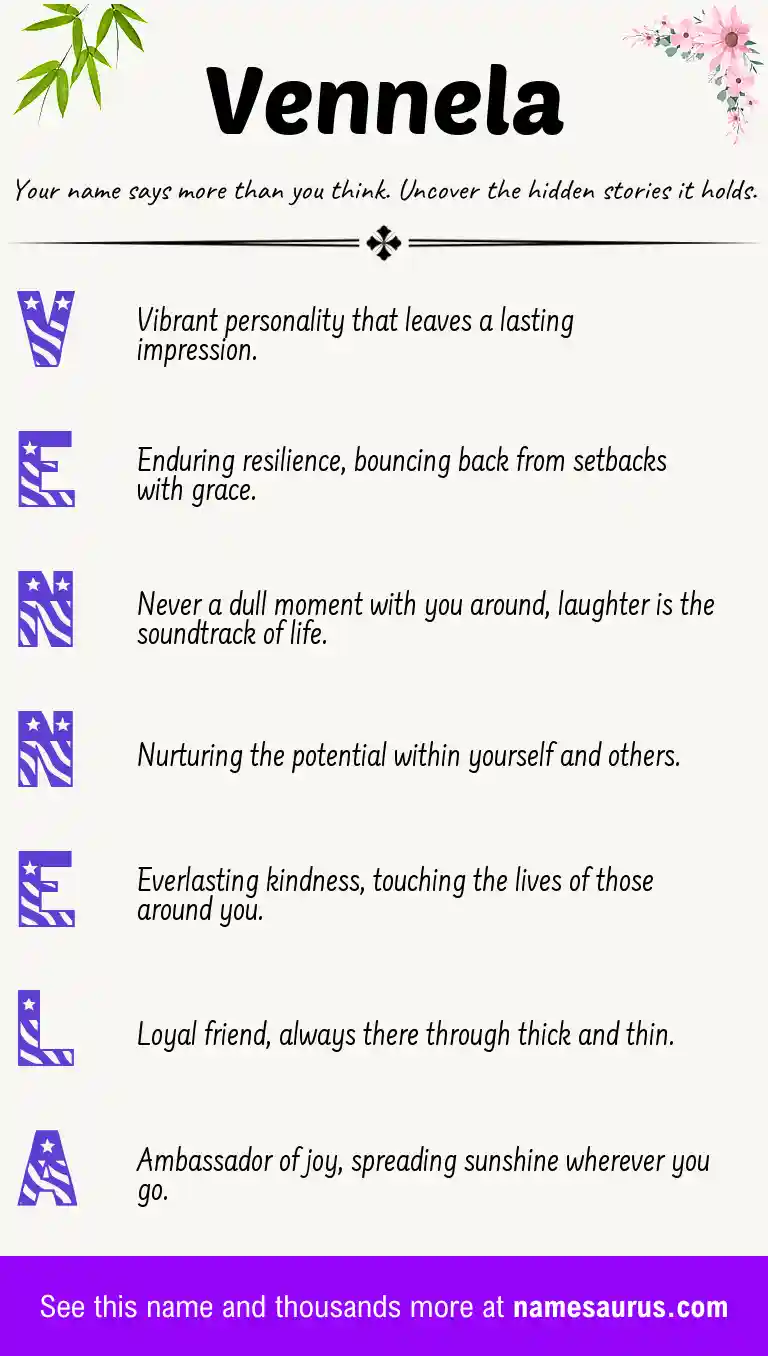 Acrostic poem about Vennela.