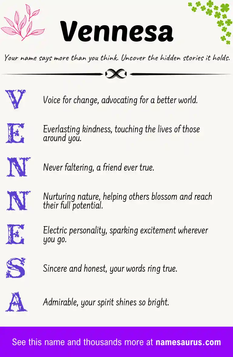 Acrostic poem about Vennesa.
