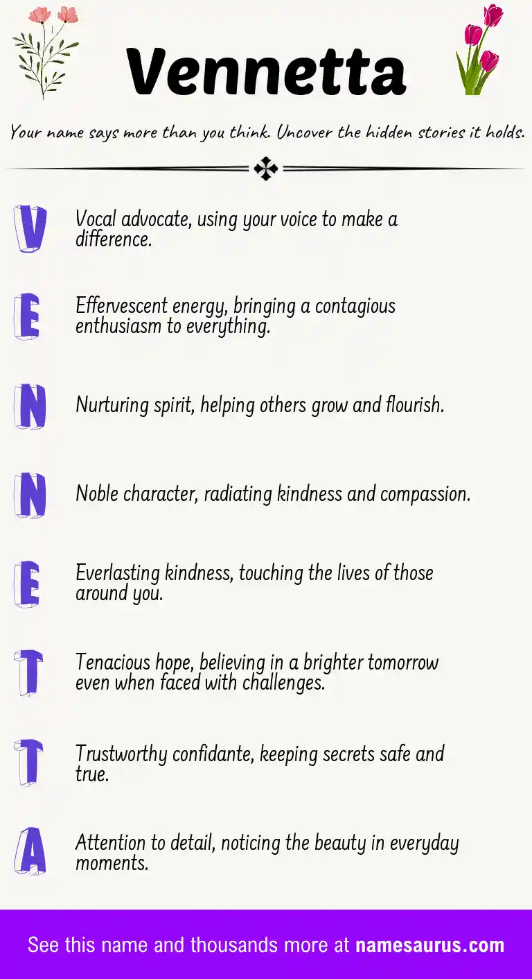 Acrostic poem about Vennetta.