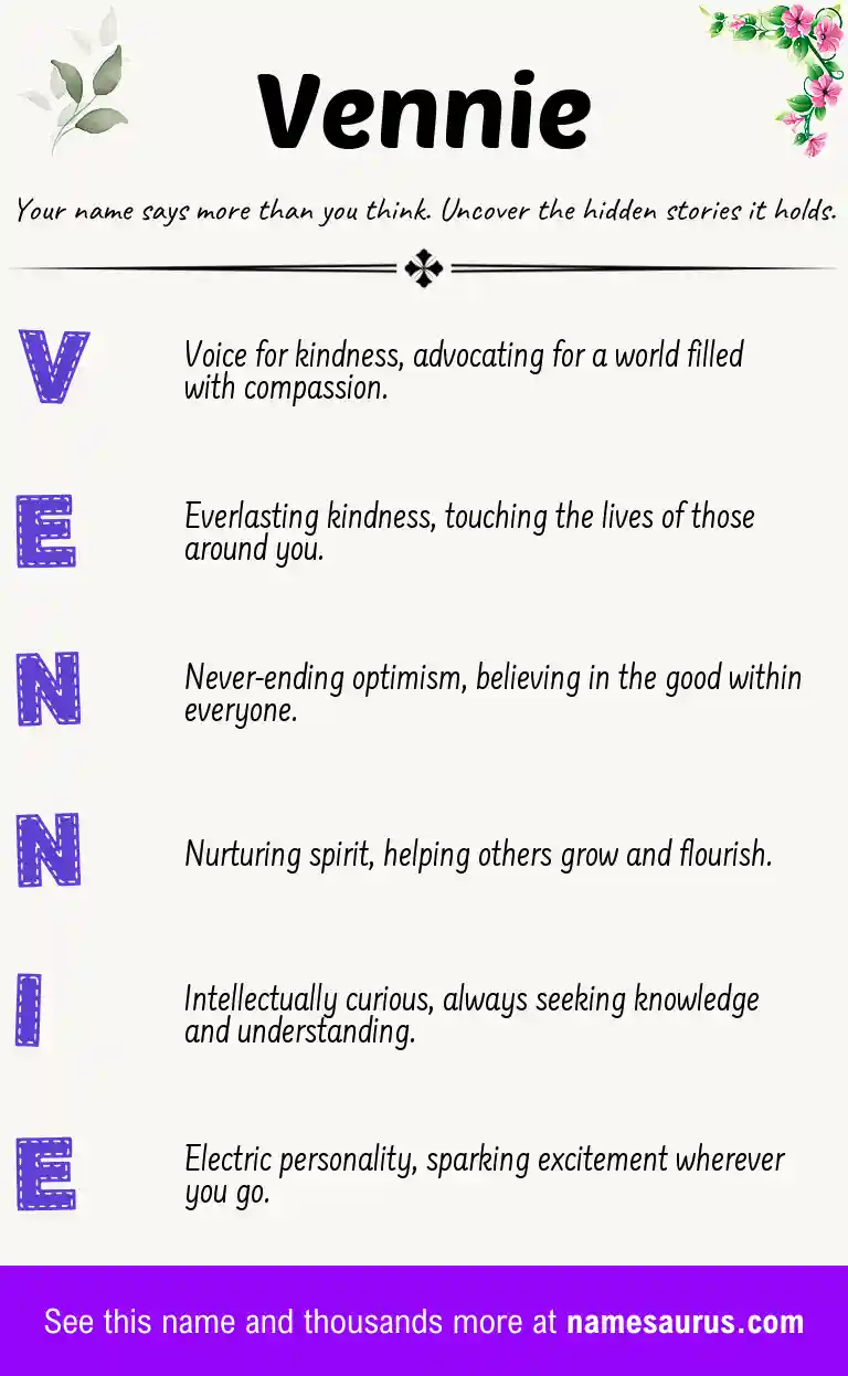 Acrostic poem about Vennie.